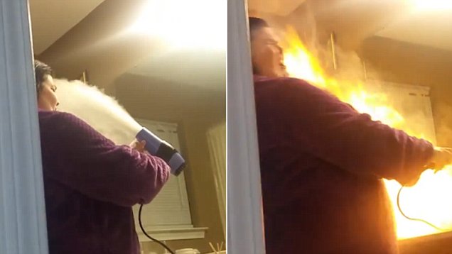 Hair dryer on fire due to malfunction