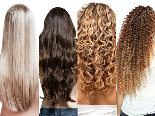 Hair texture samples for normal, dry, and oily hair types