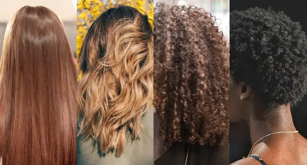 Variety of hair textures from straight to curly.
