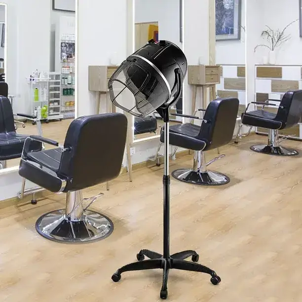 Professional hair salon hood dryer in a salon setting.